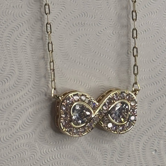 Infinity Crystal Pendant 14k Gold Plated Made with Swarovski Crystals 16-18inch - Picture 5 of 6
